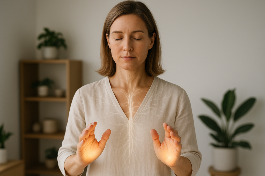 Reiki healing session showing subtle energy and nervous system relaxation